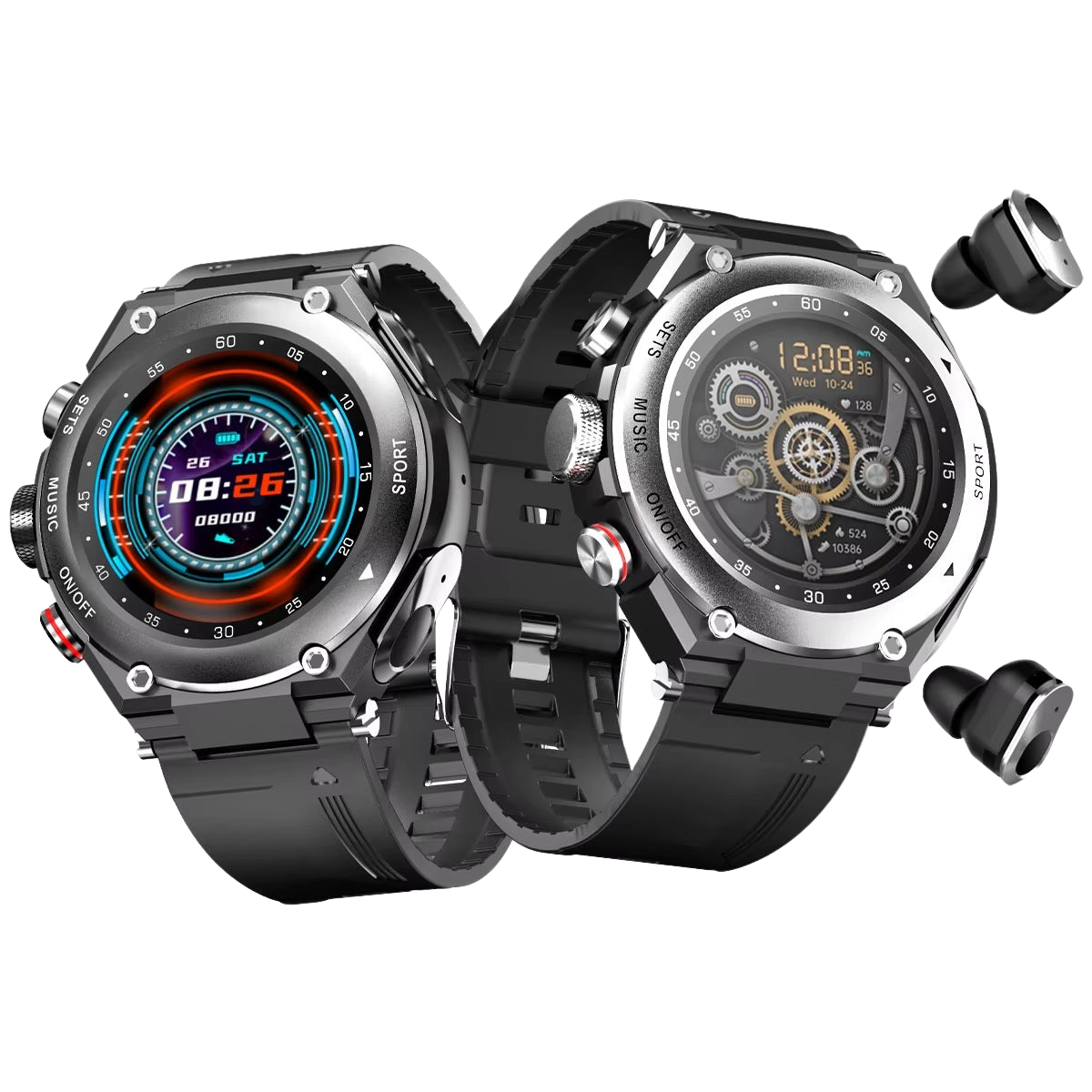 T92X 3-in-1 Smartwatch with TWS Earbuds, Heart & BP Monitoring, Bluetooth Call & Fitness Tracker