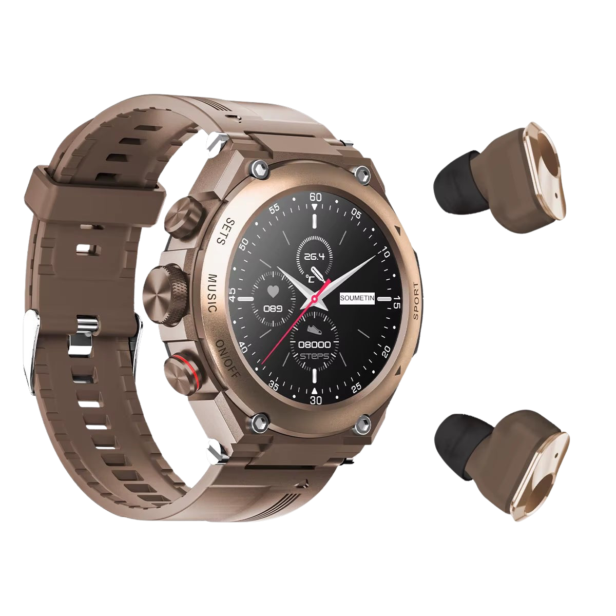 T92X 3-in-1 Smartwatch with TWS Earbuds, Heart & BP Monitoring, Bluetooth Call & Fitness Tracker